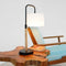 Modern Mid-Century Desk Lamp with Wood Base & Cylinder Shade