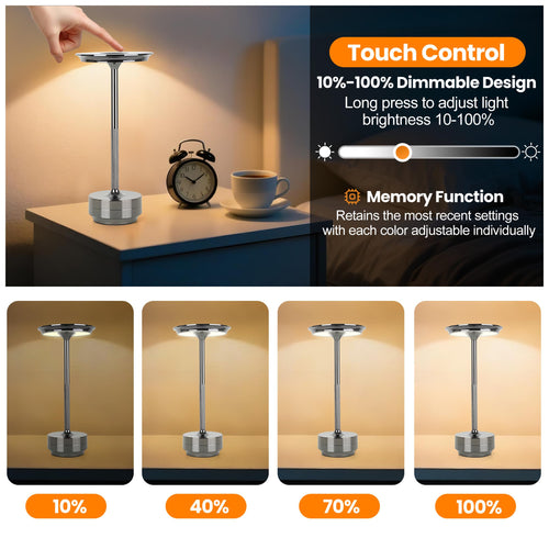 2-Pack Rechargeable Cordless LED Table Lamps