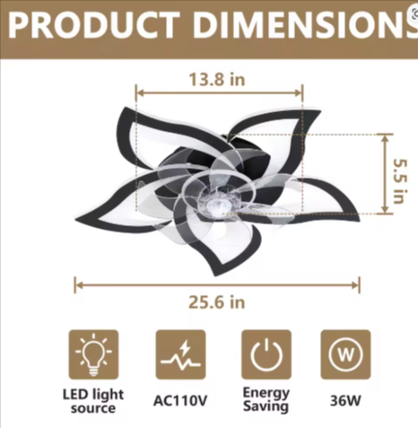 Modern LED Ceiling Fan Light with Remote Control