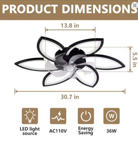 Modern LED Ceiling Fan Light with Remote Control